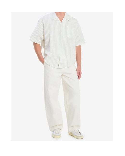 AMI White Ami Striped Boxy Shirt for men