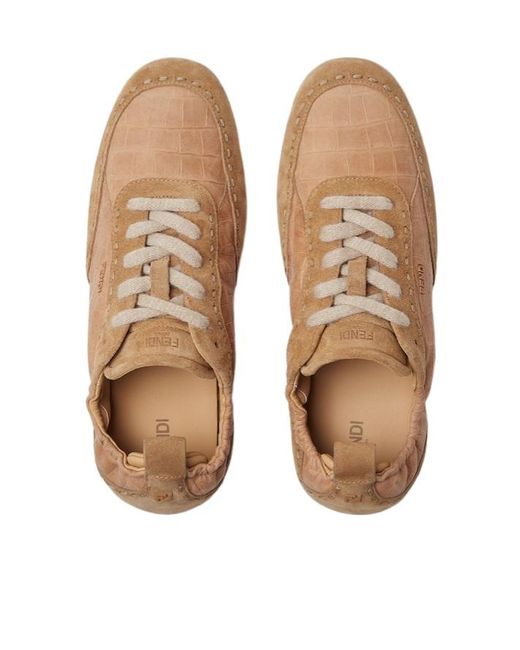 Fendi Brown Fit Low-Top Sneakers for men