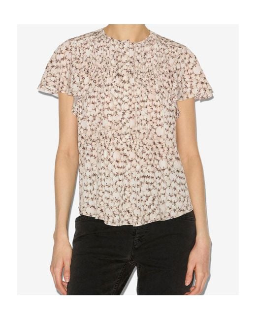 Isabel Marant White Synda Printed Satin Top