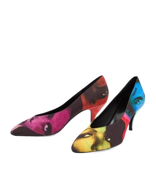 Versace Blue Printed Low-Cut High Heels