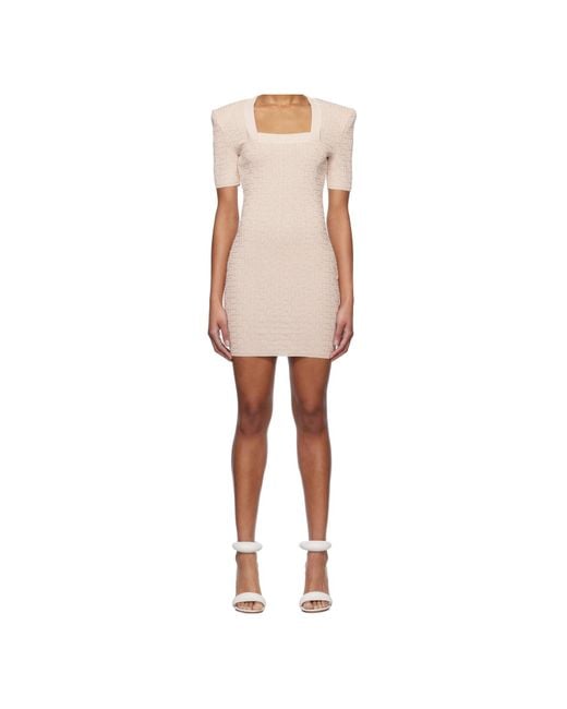 Balmain Natural Pb Labyrinth Knit Dress