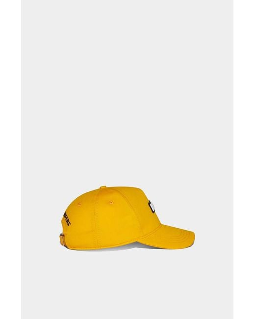 DSquared² Yellow Logo-Embroidered Distressed Baseball Cap for men