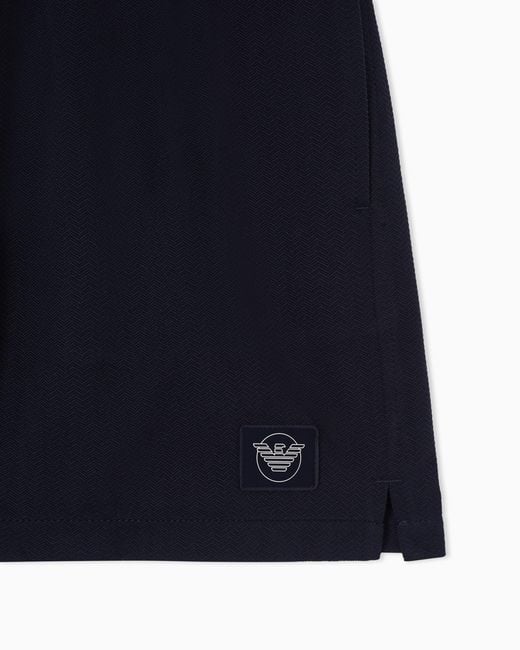 Emporio Armani Blue Drawstring Label Shorts for men