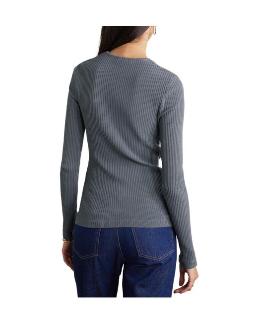 Agolde Blue Cutout Ribbed Cotton Top