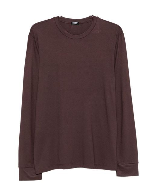 DSquared² Brown Logo Patch Long-Sleeved T-Shirt for men