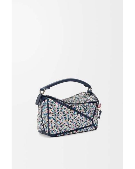 Loewe Blue Puzzle Small Logo Shoulder Bag