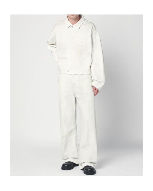 Entire studios White Pointed Collar Denim Jacket for men