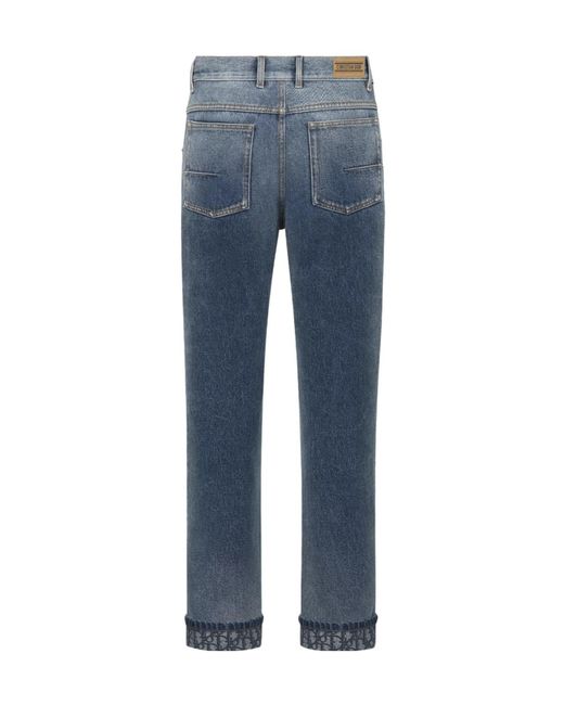 Dior Blue Christian Logo Patch Flared Jeans
