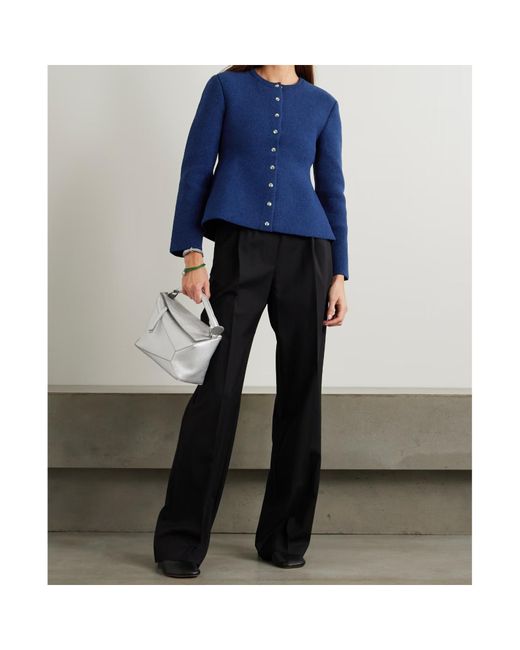 Loewe Blue Long-Sleeved Knitted Cardigan