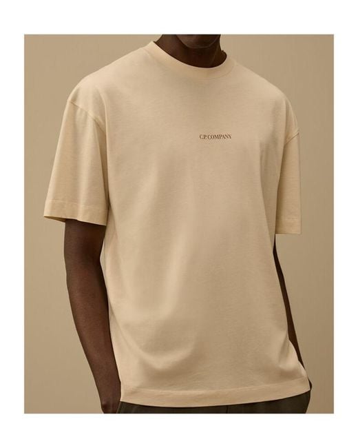 C P Company Natural Logo Print T-Shirt for men