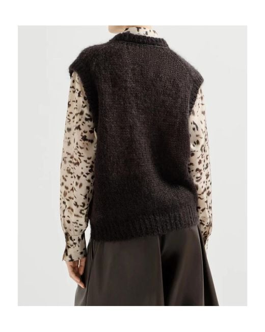 Brunello Cucinelli Black Sparkling Mohair Sweater Vest With Monili