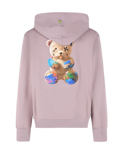 Barrow Pink Teddy-Bear Printed Hoodie for men