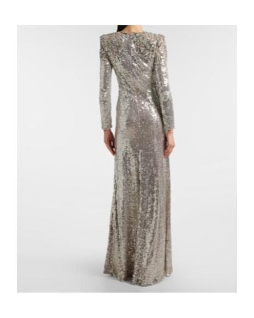Jenny Packham Gray Dulcet Sequined Gown