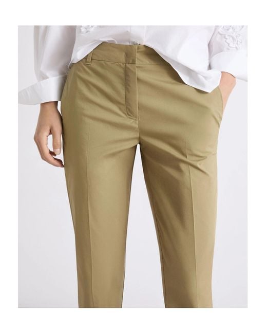 Marella Green Stretch Poplin Trousers