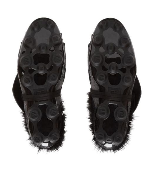 Balmain Brown Half Time Faux Fur-Lined Mules for men
