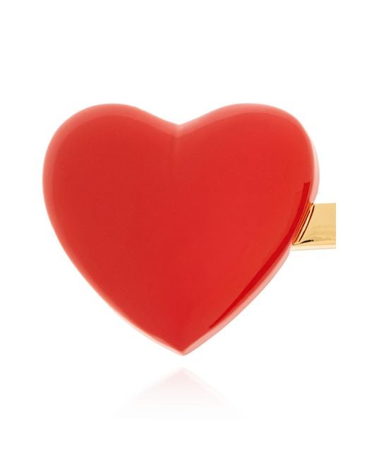 Moschino Red Heart Motif Hair Clip