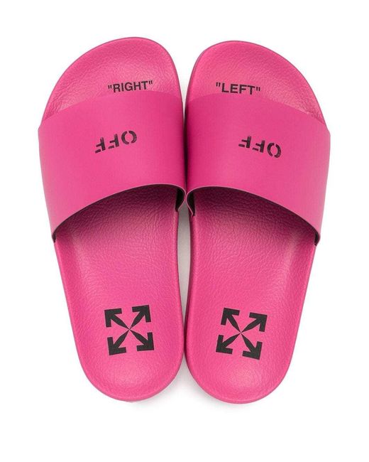 Off-White c/o Virgil Abloh Pink Arrows Logo Print Slides