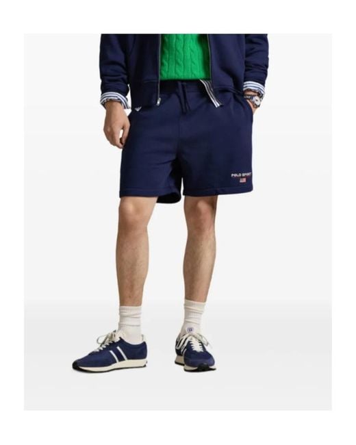 Polo Ralph Lauren Blue Drawstring Logo-Detail Shorts for men