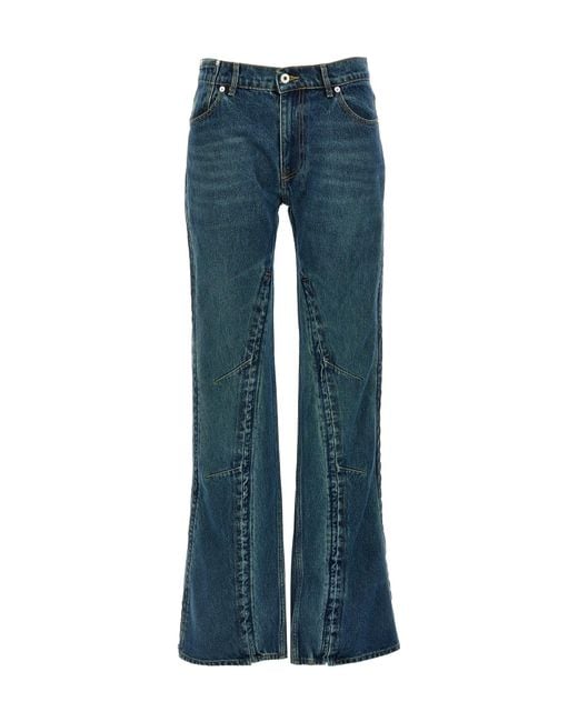 Y. Project Blue Faded Effect Flared Jeans