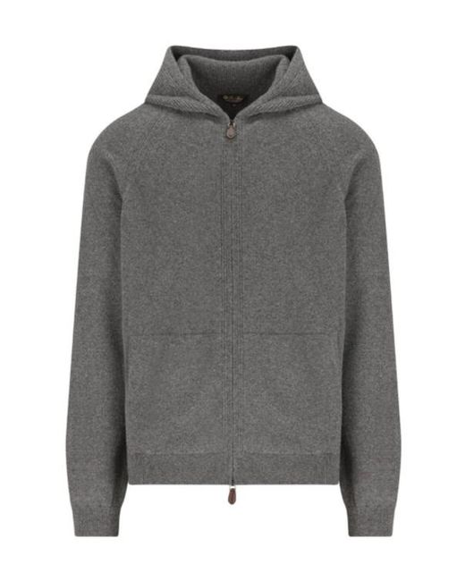Loro Piana Gray Zip-Up Hooded Coat for men