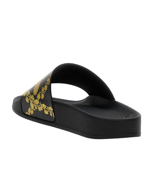 Versace Black Medusa-Print Pool Slides for men