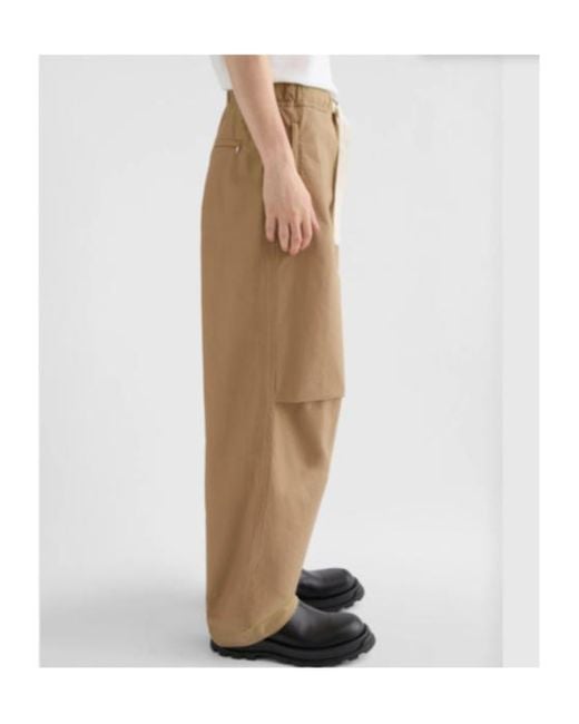 Jil Sander Cotton Trousers in Natural for Men | Lyst