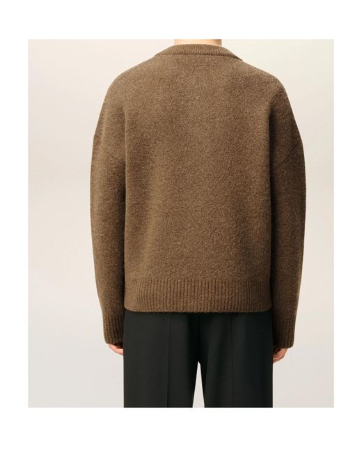 AMI Brown Logo Detailed Knitted Cardigan for men