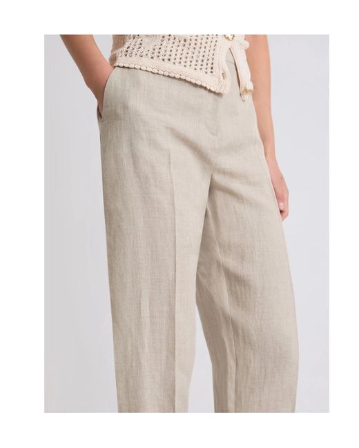 Marella Gray Casual Pants With Belt Loops