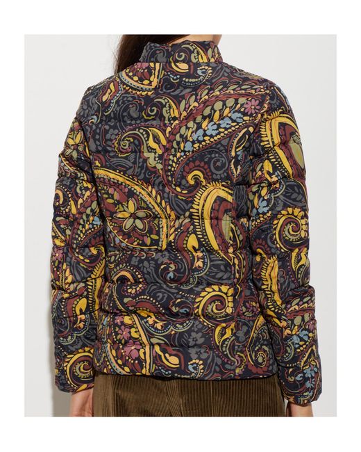 Etro Multicolor Cropped Recycled Nylon Down Jacket With Paisley Motif