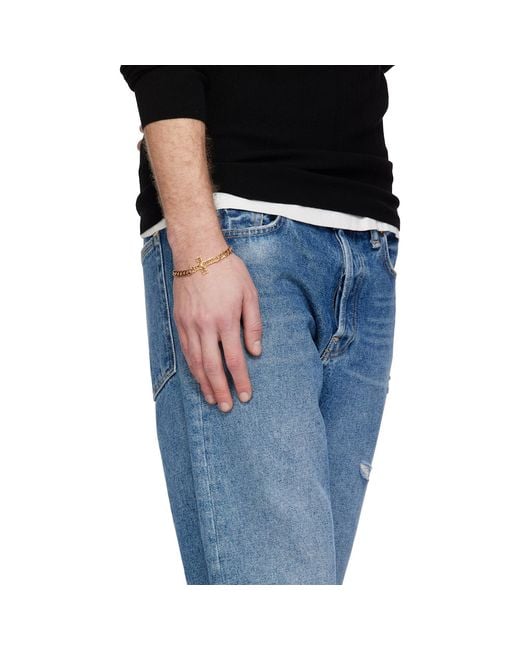 Emanuele Bicocchi White Edge Chain Notre-Dame Cross Bracelet for men