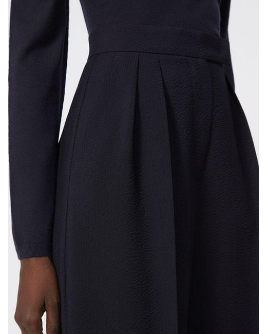 Max Mara Blue Wool-Blend Wide-Leg Trousers