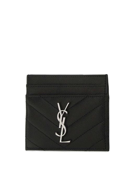 Saint Laurent Black Cassandre Matelassé Card Case