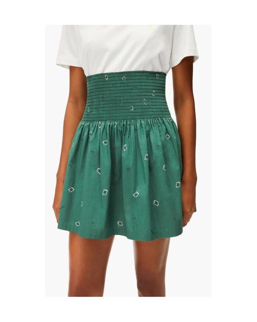 KENZO Green Smocked Bandana-Print Mini Skirt