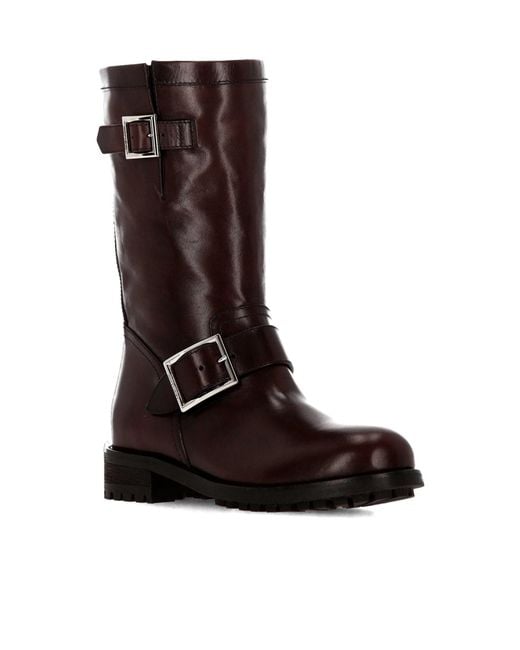 Jimmy Choo Brown Round-Toe Ankle Boots