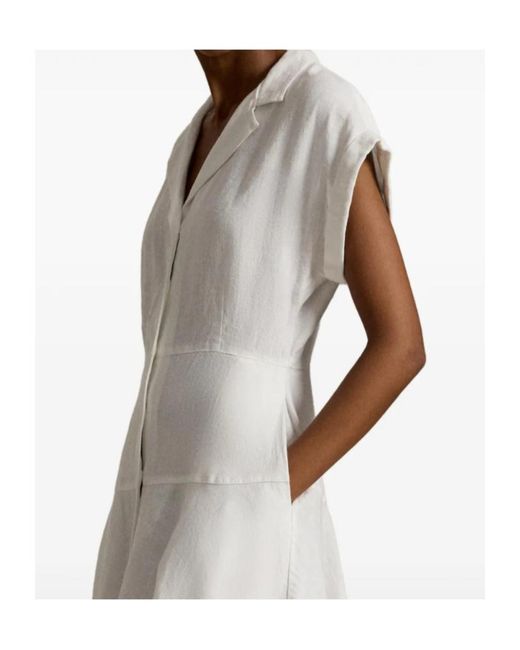 Polo Ralph Lauren White A-Line Linen Midi Shirt Dress