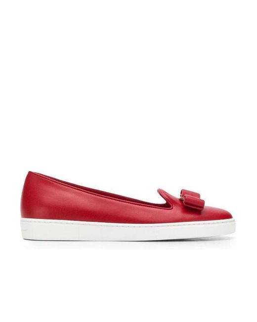 Ferragamo Red Balerina Flats