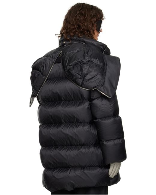 Moncler Black 'Cyclopic' Down Jacket With Removable Hood And Logo Patch