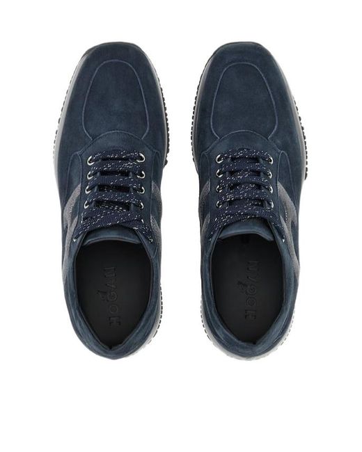 Hogan Blue Interactive Round Toe Lace-Up Sneakers