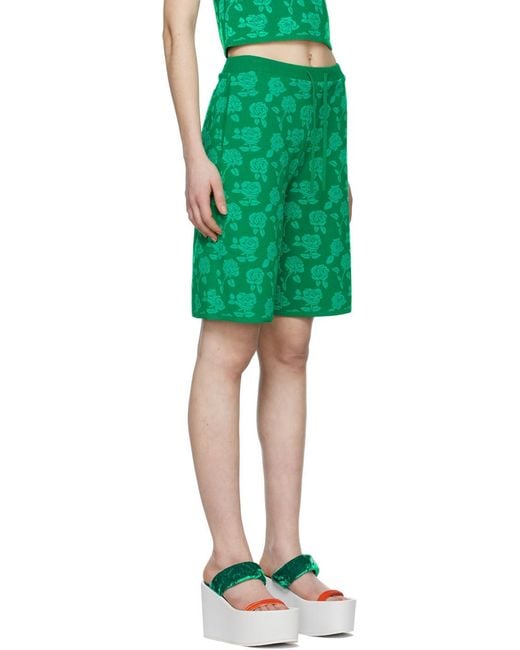Pushbutton Green Printed Shorts