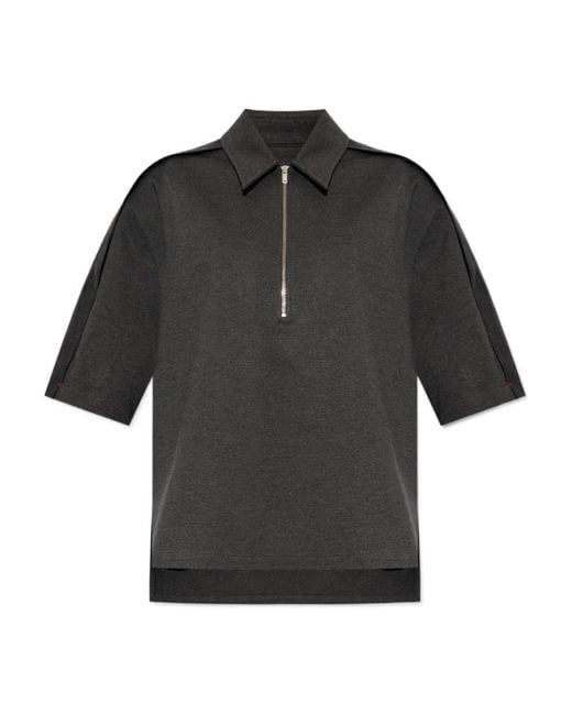 Victoria Beckham Black Pointed-Collar Mélange Jersey Top