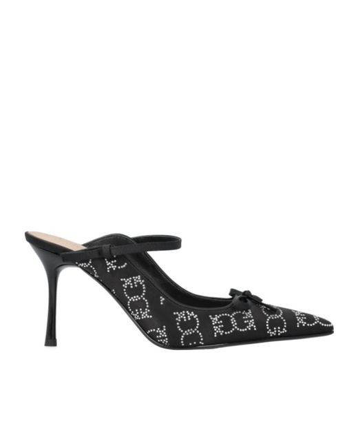 Pinko Black Crystal-Embellished Mules