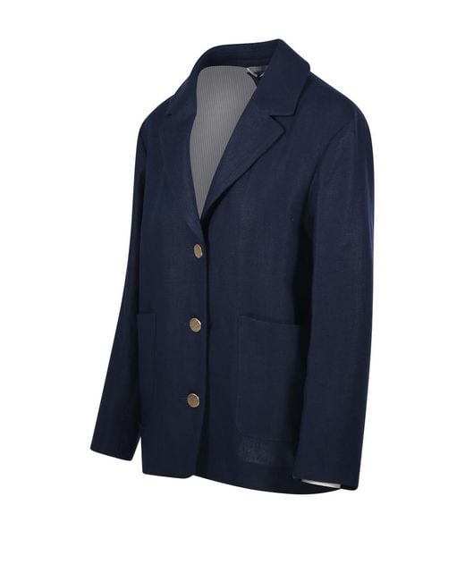 Max Mara Blue 'S Carlotta Single-Breasted Jacket