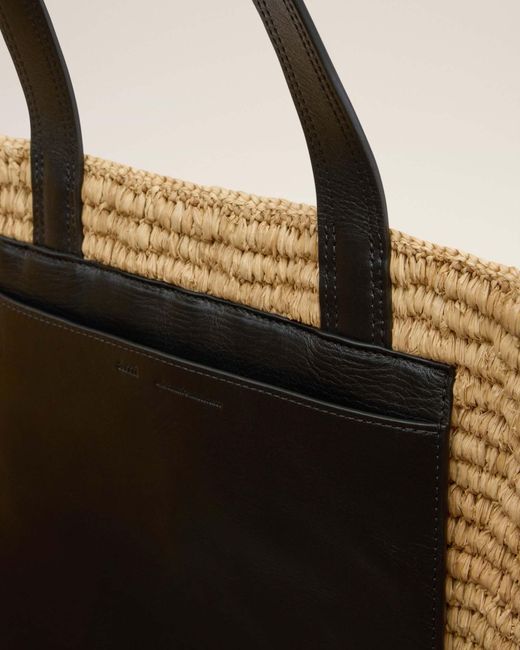 AMI Natural Ami Logo Patch Woven Tote Bag