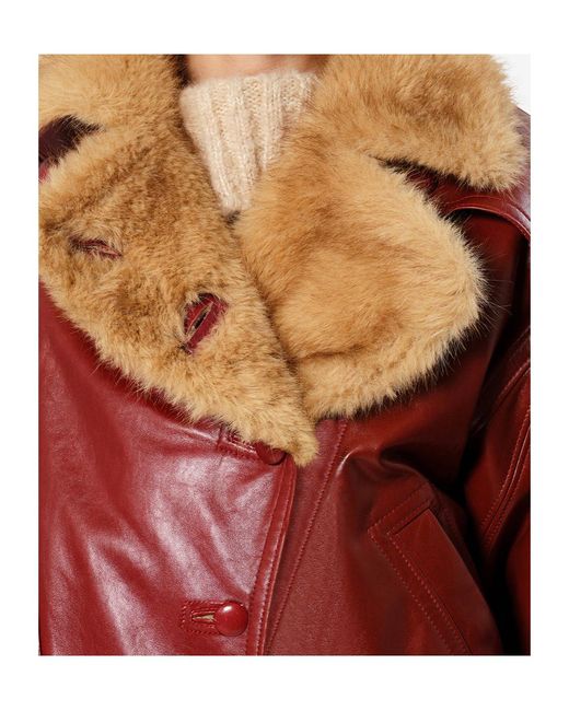 Isabel Marant Red Valina Leather Coat