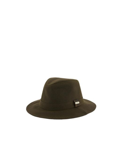 Barbour Brown Logo-Plaque Fedora Hat