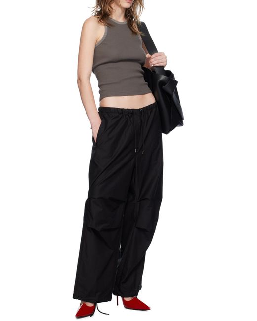 Acne Black Relaxed Fit Straight-Leg Pants With Drawstring Waistband