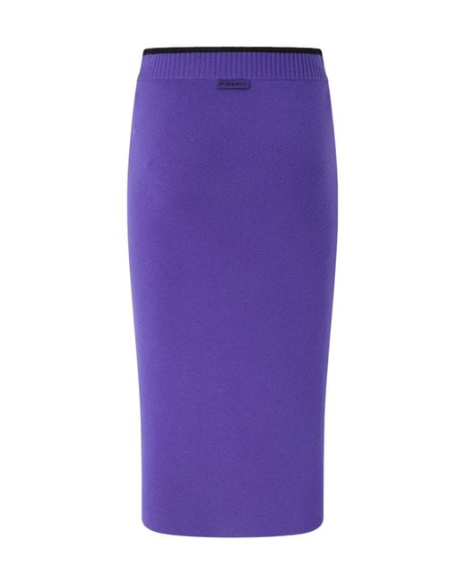 Pinko Purple Nuova Guinea Logo Patch Knitted Midi Skirt