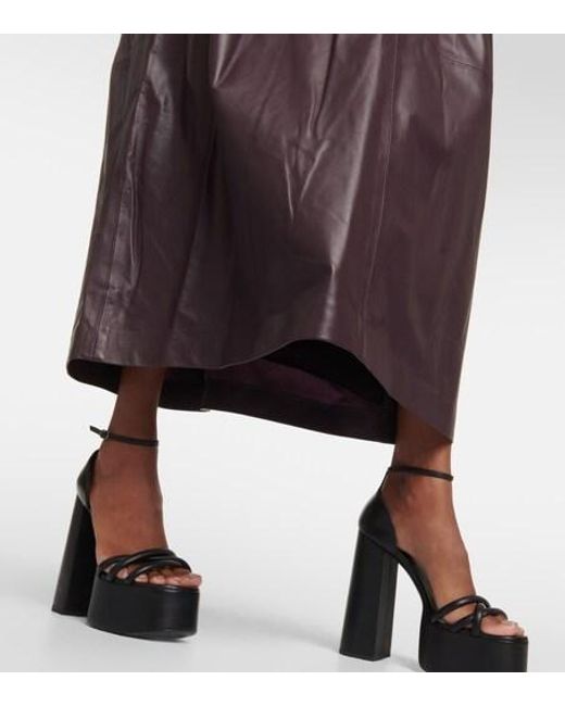 Altuzarra Purple Corfu Off-Shoulder Leather Maxi Dress