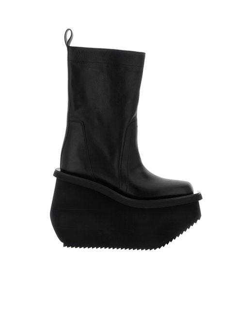 Rick Owens Black 14Mm Factory Topstitching Platform Boots for men