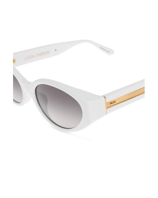 Linda Farrow White Lyra Oval Frame Sunglasses
